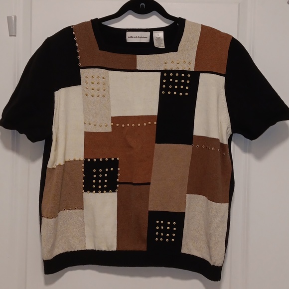 Alfred Dunner Patchwork Color Block Knit Top XL - Picture 2 of 6